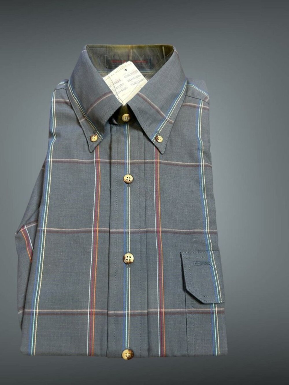 Cadaz Men's Vintage Single Needle Tailoring Windowpane Plaid Shirt Size Small